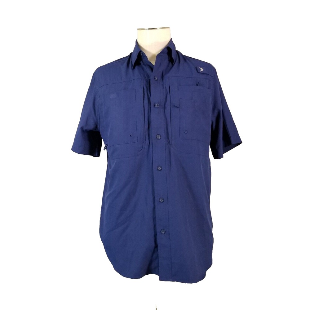 Reel Legends Fishing Shirt Mens S Blue Short Sleeve Vented Outdoor Button Up